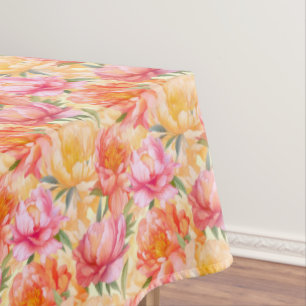 Toalha de Mesa em Algodão Flor de Peônia