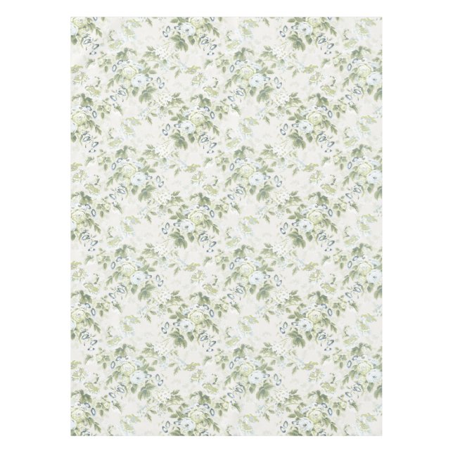Toalha de Mesa em Chintz Inglês Verde Salvia, Rosa (Frente)