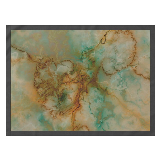 Toalha De Mesa Emerald Green e Copper Dourado Marble (Frente (Horizontal))