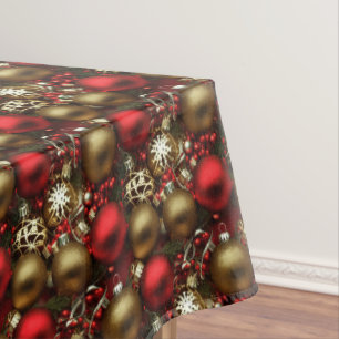 Toalha De Mesa Enfeites de natal vermelhos de chocolate castanho 