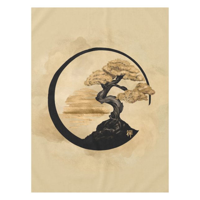 Toalha De Mesa Enso Zen Circle Bonsai - Ouro Sunrise (Frente)