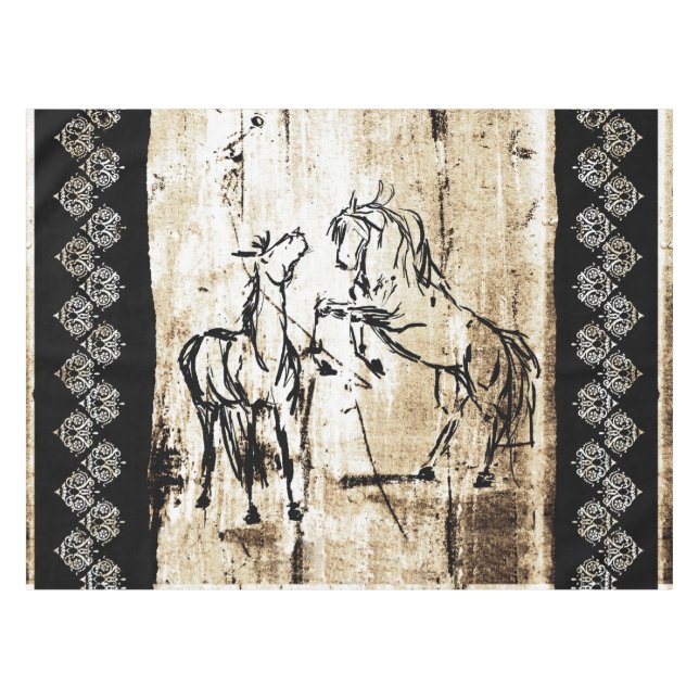 Toalha De Mesa Equine Art Rearing Horses (Frente (Horizontal))