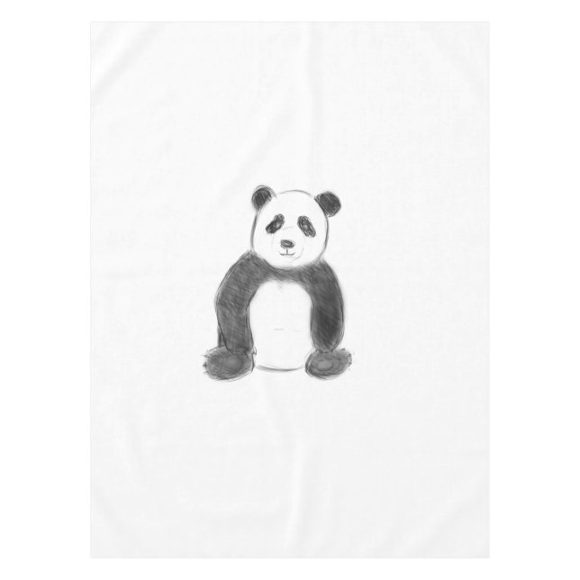 Toalha De Mesa Esboço preto e branco do panda (Frente)