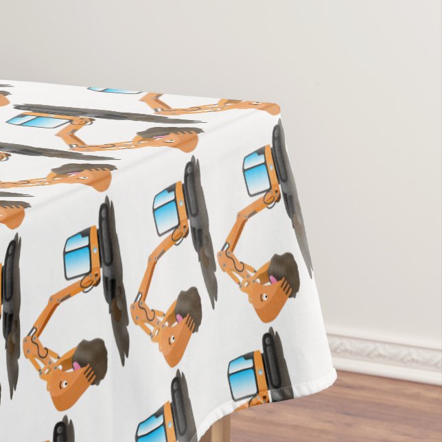 Toalha De Mesa Escavadeira laranja fofa desenho animado (Posição Original)