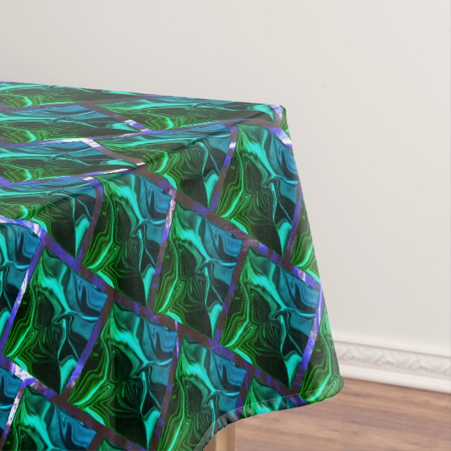 Toalha De Mesa Esmeraldas verdes e curvas sob a grelha de níquel (Posição Original)