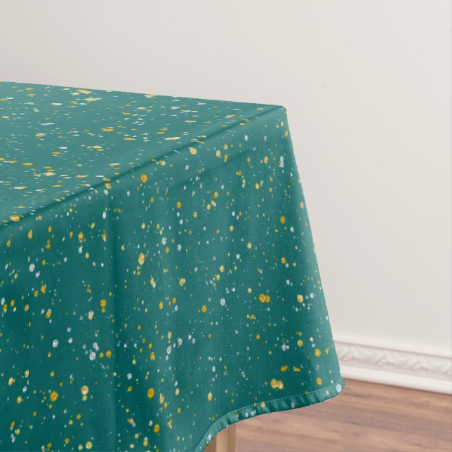 Toalha De Mesa Espaço elegante dos confetes - verde da cerceta & (Posição Original)