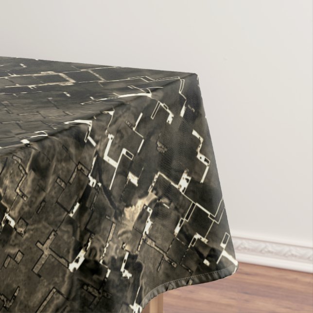 Toalha De Mesa Espelhamento que parece veluz, tons beges clássico (Posição Original)