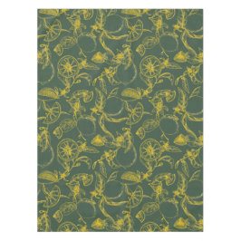 Toalha De Mesa Esquema de limão amarelo em verde escuro