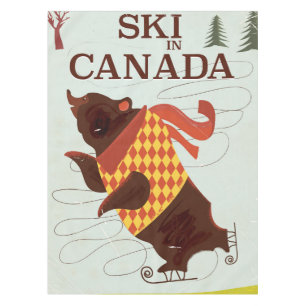 Toalha De Mesa Esqui na viagens vintage do Canadá
