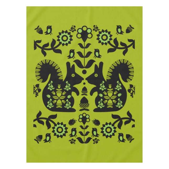 Toalha De Mesa Esquilo Tabula de Arte Folclórica Nórdica Escandin (Frente)