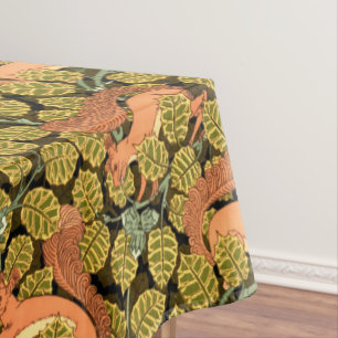 Toalha De Mesa Esquilos Vintage Art Nouveau Em Padrões De Árvores