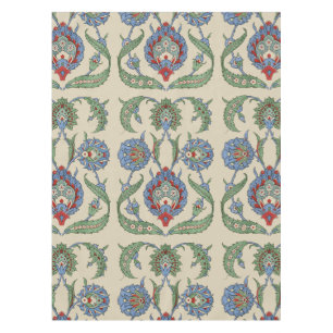 Toalha De Mesa Estampa de Arte Floral Geométrica Azul Vermelha Ár