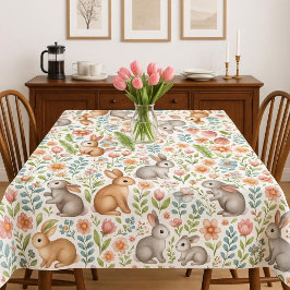 Toalha de Mesa Estampa Floral Rosa Coelho Fauna Se