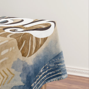 Toalha De Mesa Estética de Tecido Adire Afroboêmio, Aquarela