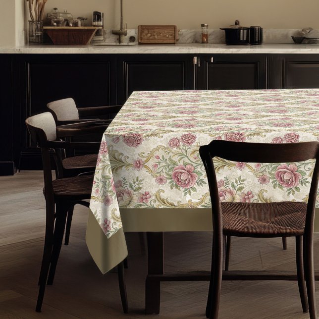 Toalha De Mesa Estilo Antiguo Detalhes Florais do Ornamentado Vit (Antique Style Victorian Ornate Floral Details Tablecloth)