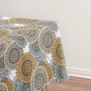Toalha De Mesa Estilo arábico mandala oriental do padrão bege da