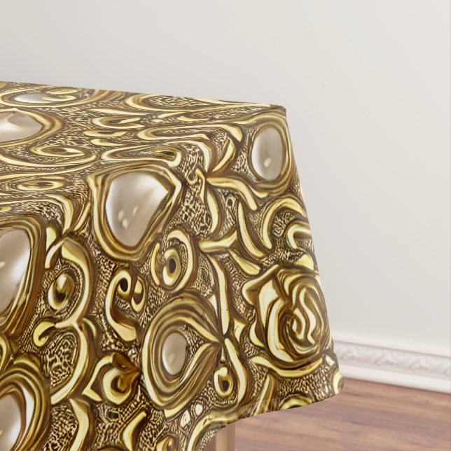Toalha De Mesa Estilo Barroco Padrão Dourado Queimado (Posição Original)
