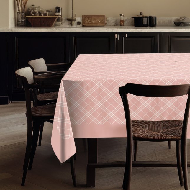 Toalha De Mesa Estilo de Tablecloth Verificado com Rosa Chic Dour (Chic Rose Gold Checkered Tablecloth Style)