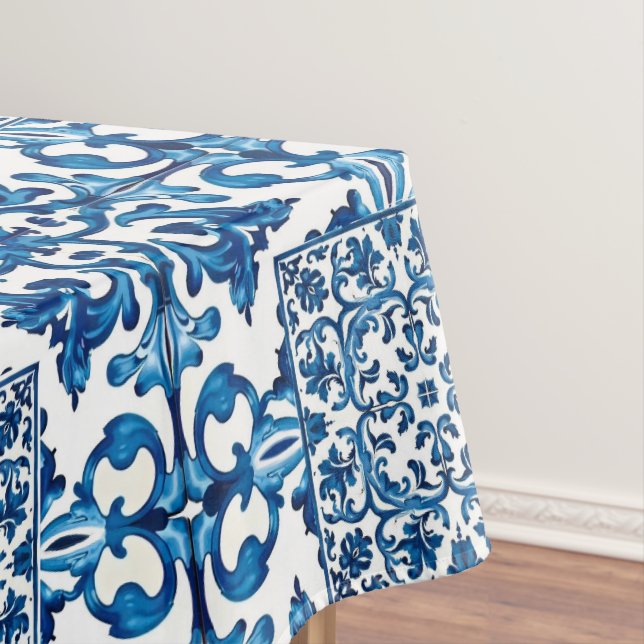 Toalha De Mesa estilo italiano,Mediterrâneo,mosaico,azul, (Posição Original)