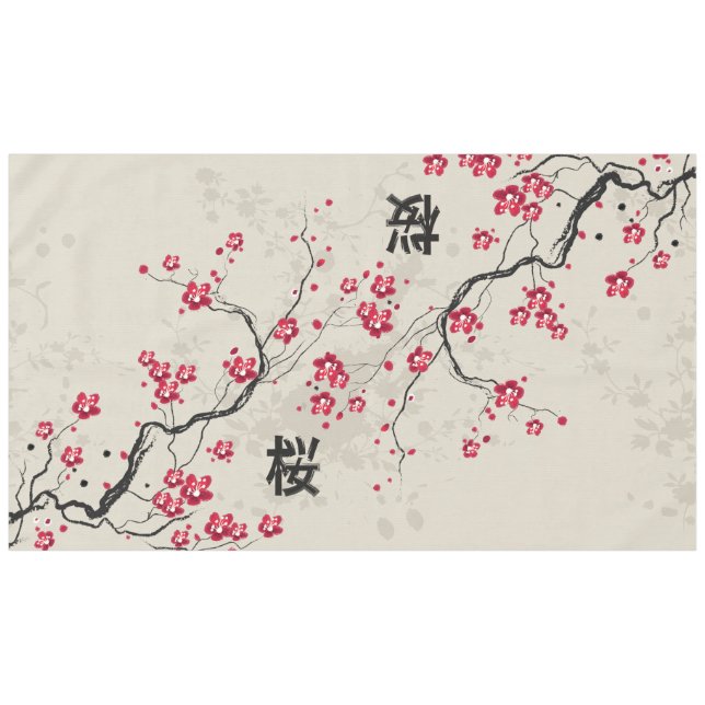 Toalha De Mesa Estilo Oriental Sakura Cherry Blossom Art (Frente (Horizontal))