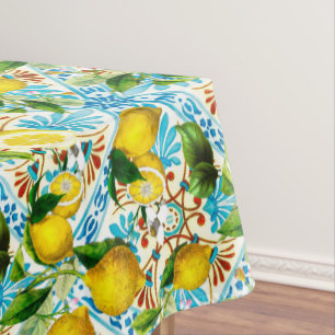 Toalha De Mesa Estilo siciliano, arte de verão, limões
