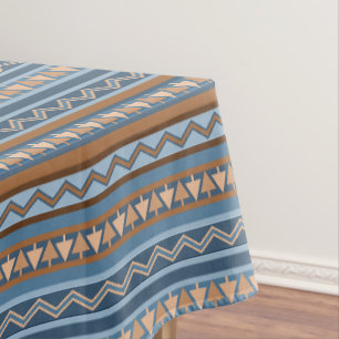 Toalha De Mesa Estilo Sudoeste Padrão Geométrico Castanho Azul Pe