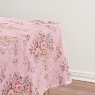 Toalha De Mesa Estilo Vitoriano Rosa-Rosa Antiquado Francês Rococ