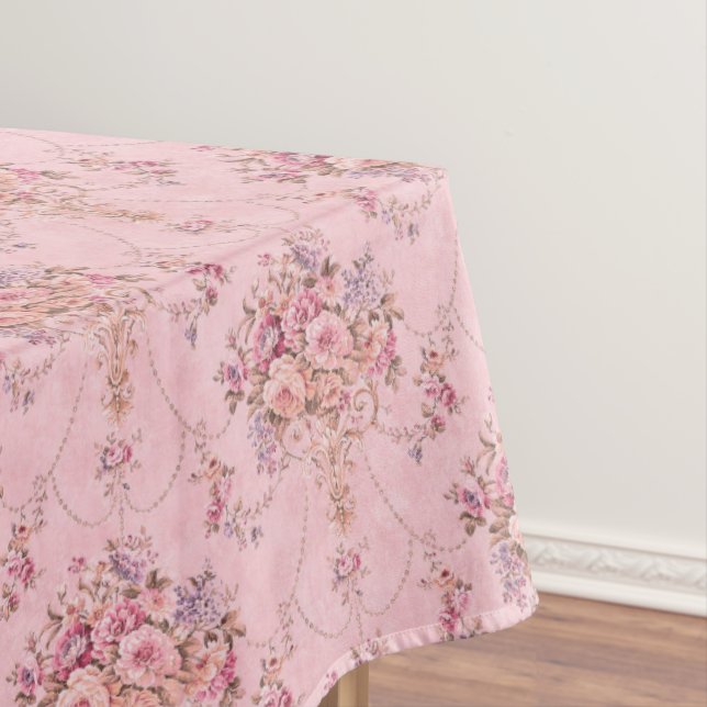 Toalha De Mesa Estilo Vitoriano Rosa-Rosa Antiquado Francês Rococ (Posição Original)