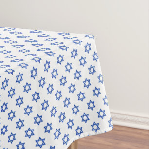 Toalha De Mesa Estrela Azul de David em Branco