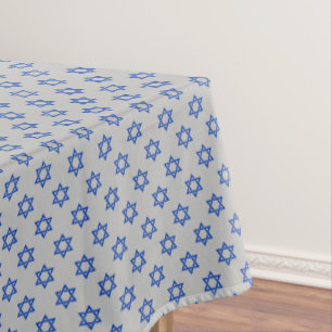 Toalha De Mesa Estrela Azul de David em Matte Silver