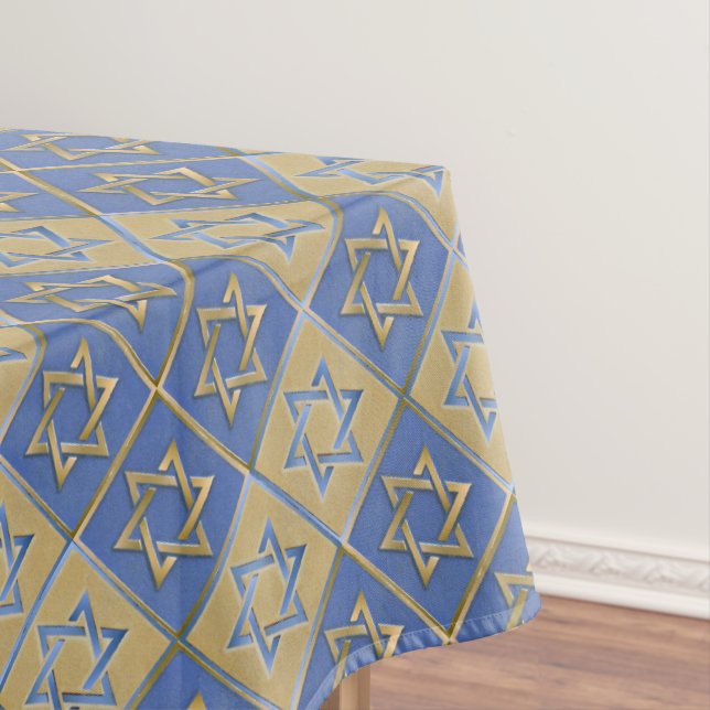 Toalha De Mesa Estrela Azul Dourada de David Art Panels (Posição Original)