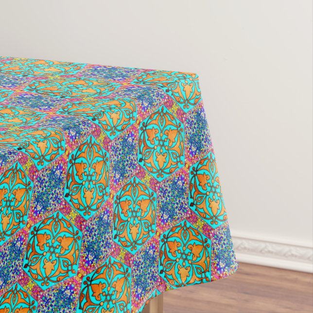 Toalha De Mesa Estrela de David Turquoise fina (Posição Original)