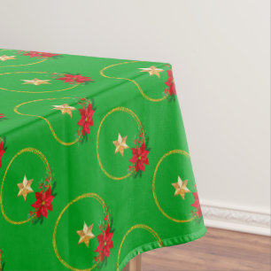 Toalha De Mesa Estrela Dourada e Vetor de Coroa de Natal em Verde
