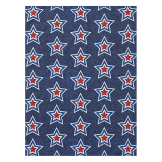 Toalha De Mesa Estrela Vermelha, Branca e Azul com Brilho para 4