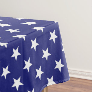 Toalha De Mesa Estrelas brancas patrióticas no azul náutico