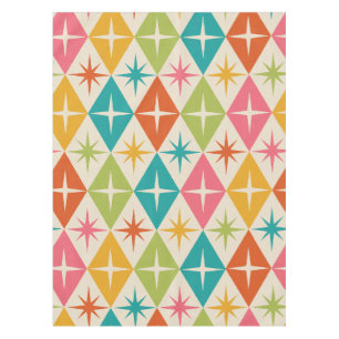 Toalha De Mesa Estrelas de meio século em Ouros Retro Coloridos