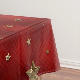 Toalha De Mesa Estrelas de Natal Vermelhas e Douradas de Metal Fa