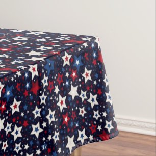 Toalha De Mesa Estrelas Patriotas Vermelhas, Brancas e Azuis