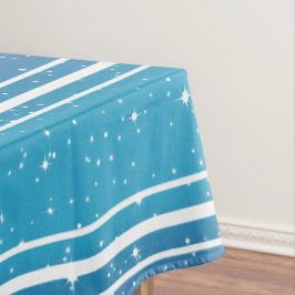 Toalha De Mesa Estrelas Simples em Gradiente Azul com Listras Bra