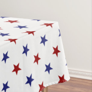 Toalha De Mesa Estrelas Vermelhas e Azuis Patrióticas em Branco