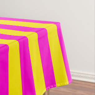 Toalha De Mesa Estrias Amarelas Quentes E Rosa-Quente