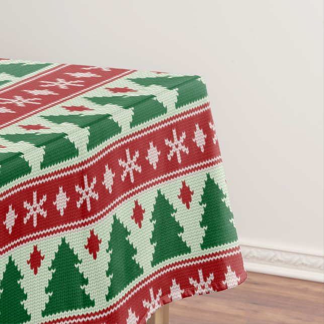 Toalha De Mesa Evergreens & Snowflakes Knit (Posição Original)