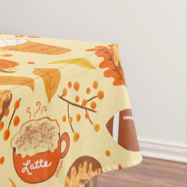 Toalha De Mesa Fall Deixa Futebol e Pumpkin Spice Patterno