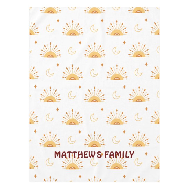 Toalha De Mesa Família de padrões sem costura de Boho Celestial A (Frente)