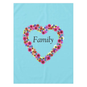 Toalha De Mesa Família Floral de Coração Personalizada