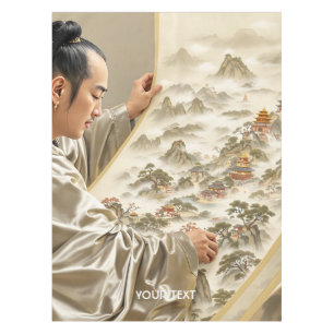 Toalha De Mesa Fantasia Paisagem Pintor Japonês Fofo