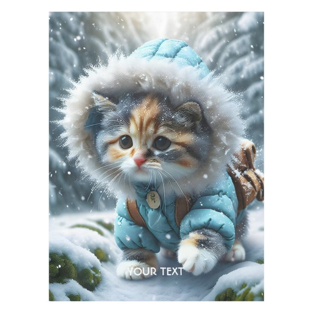 Toalha De Mesa Fantasy Cuja Neve De Kitten Winter (Frente)