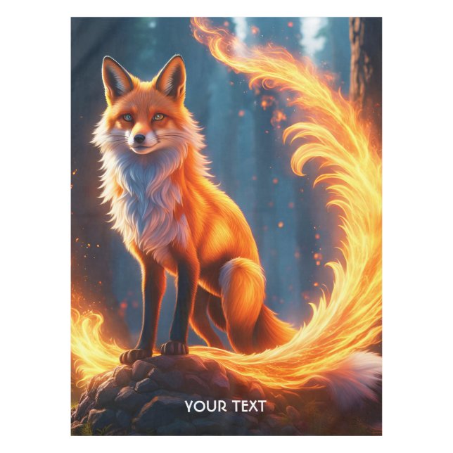 Toalha De Mesa Fantasy Cuja Vivid Fox Fire Forest (Frente)