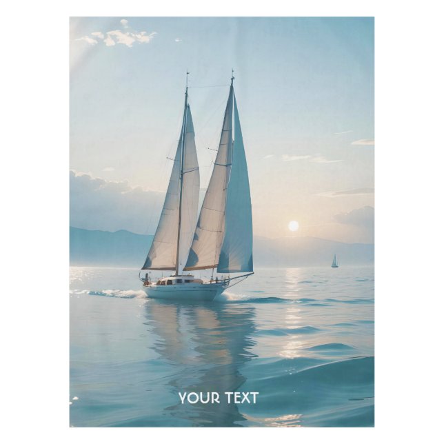 Toalha De Mesa Fantasy Cute Boat Sea Sun (Frente)