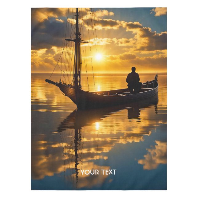 Toalha De Mesa Fantasy Cute Boat Sunset Sea (Frente)